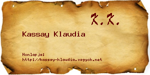Kassay Klaudia névjegykártya
